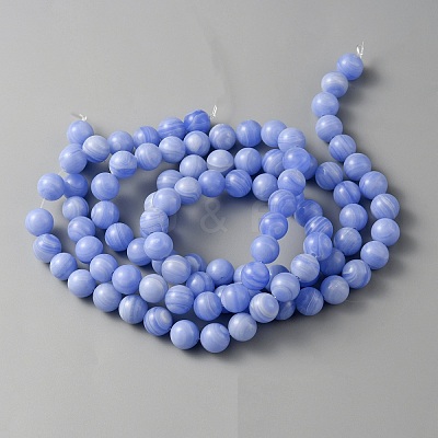 Natural Dyed Blue Lace Agate Beads Strands G-WH0016-42B-1