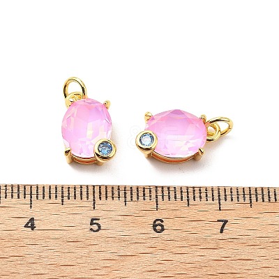Oval Brass Micro Pave Cubic Zirconia Pendants KK-L237-020G-05-1