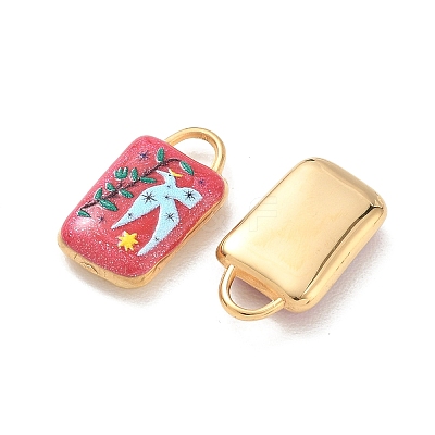 304 Stainless Steel Enamel Pendants STAS-F360-10G-02-1