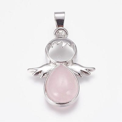 Natural Rose Quartz Pendants G-G651-A10-1
