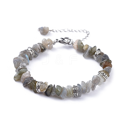 Natural Labradorite Chip Bracelets BJEW-JB04489-03-1