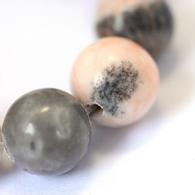 Natural Pink Zebra Jasper Round Bead Strands X-G-E334-4mm-11-1