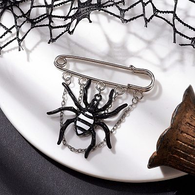Halloween Spider Alloy Enamel Charm Brooch Pin JEWB-TA00018-1