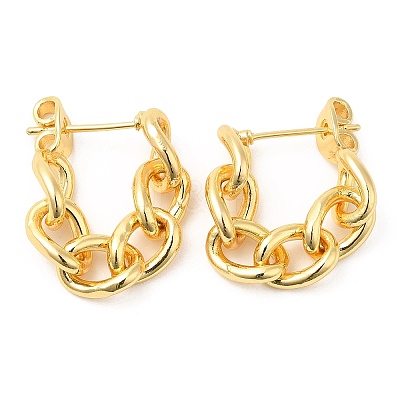 Rack Plating Brass Chain Ear Studs for Women EJEW-Q770-15G-1