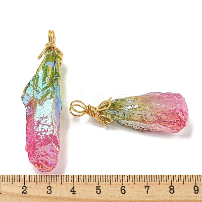 Electroplated Raw Rough Natural Quartz Crystal Big Pendants G-A229-02G-02-1
