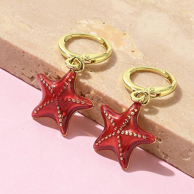 Brass Enamel Leverback Earrings for Women EJEW-U032-02G-1