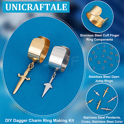 DIY Dagger Charm Ring Making Kit DIY-UN0004-64-1