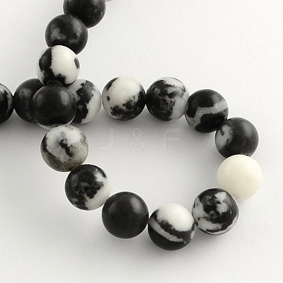 Round Natural Zebra Jasper Beads Strands G-R253-8mm-1
