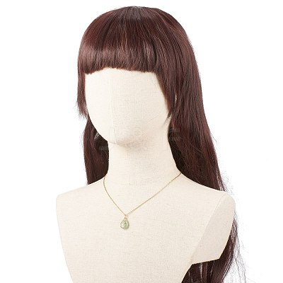 Natural Green Aventurine Teardrop Pendant Necklace NJEW-JN03900-02-1