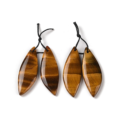 2Pcs Natural Tiger Eye Pendants G-A228-03E-1