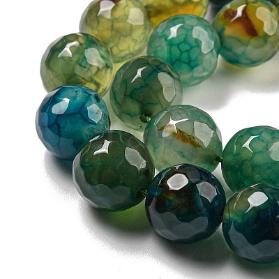Faceted Natural Dragon Veins Agate Beads Strands G-F447-12mm-P04-1