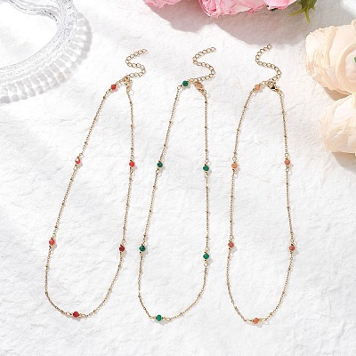3Pcs 3 Colors 304 Stainless Steel Satellite Chain Necklaces for Women NJEW-JN05572-1