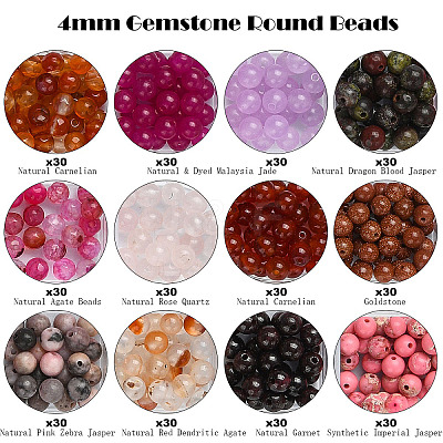 DIY Natural & Synthetic Gemstone Round Beads Stretch Bracelets Making Kits DIY-YW0011-51-1