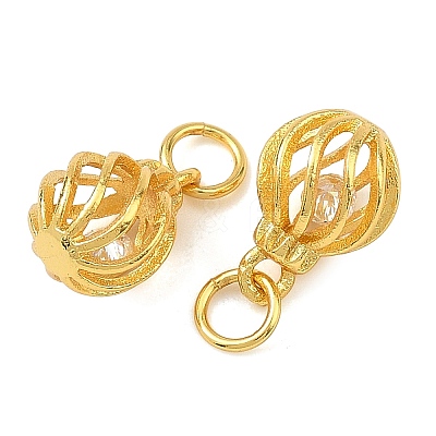Brass Micro Pave Clear Cubic Zirconia Charms KK-F941-16G-1