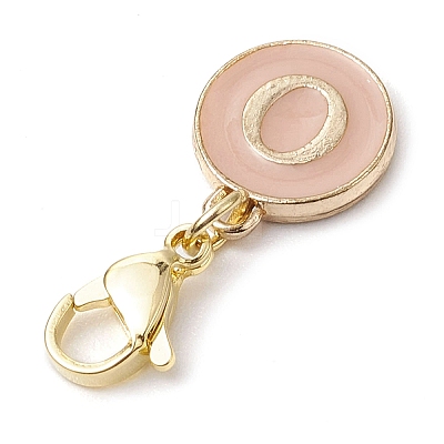 26Pcs Flat Round with Letter A~Z Alloy Enamel Pendant Decorations HJEW-JM02553-1