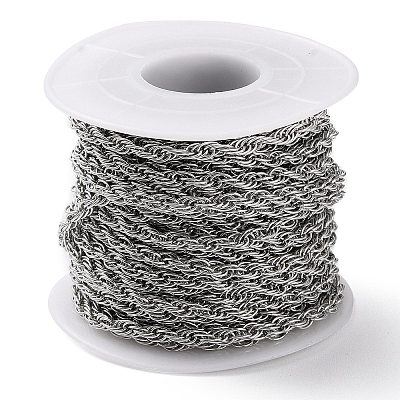 Tarnish Resistant 304 Stainless Steel Rope Chains CHS-G027-08C-P-1