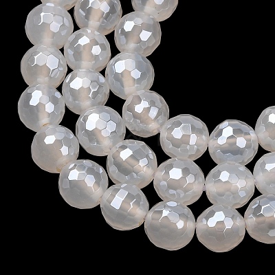 Electroplated Natural Agate Beads Strands G-B191-A07-8mm-20-1