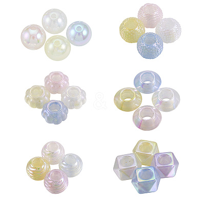 75Pcs 5 Styles Electroplate Acrylic European Beads OACR-TA0002-68-1