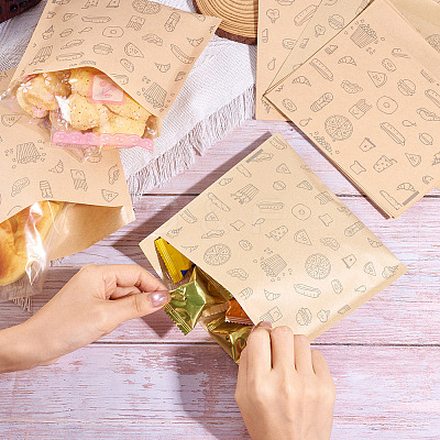 30Pcs 3 Styles Candy Kraft Paper Bags ABAG-TA0001-42-1