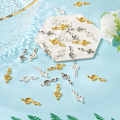 30Pcs 3 Colors Tibetan Style Treble Clef Pendants TIBEP-TA0001-42-1