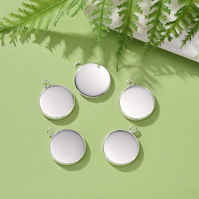 304 Stainless Steel Pendant Cabochon Settings STAS-F191-14S-F-1