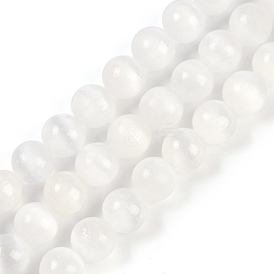 Natural Selenite Beads Strands G-G167-A01-01-1