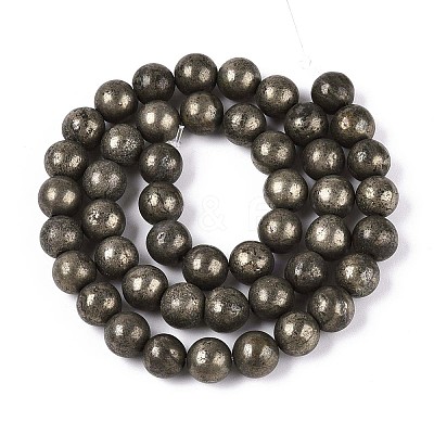 Natural Pyrite Beads Strands X-G-S249-01-8mm-1