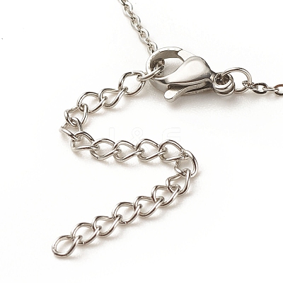 304 Stainless Steel Turtle Charm Anklet with Round Natural White Jade Beads for Women AJEW-AN00498-04-1