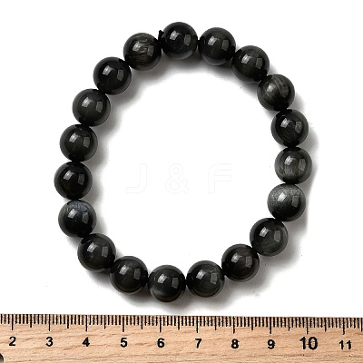 Grade A Natural Eagle Eye Stone Round Beads Stretch Bracelets for Women BJEW-L712-B06-10mm-1
