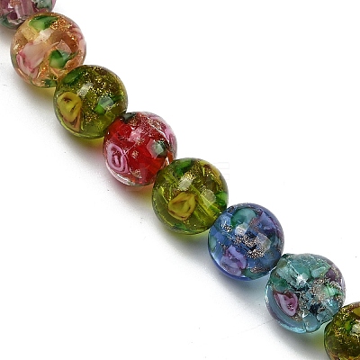 Handmade Glod Sand Lampwork Beads Strands LAMP-B028-03H-10mm-1