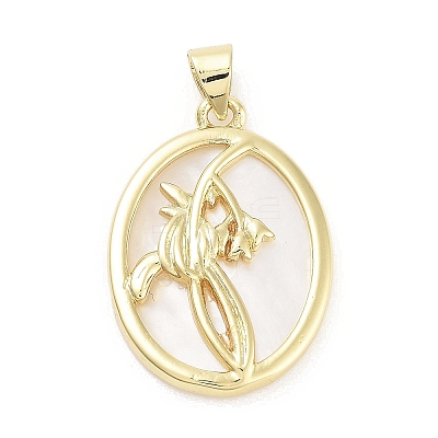 Rack Plating Brass Pave Shell Pendants KK-Z064-28G-04-1