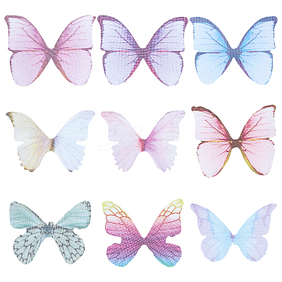 180Pcs 9 Style Two Tone Polyester Fabric Wings Crafts Decoration FIND-SC0004-16-1