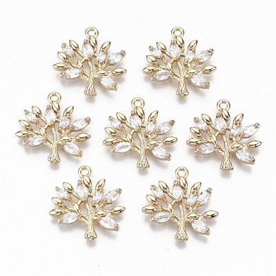 Brass Micro Pave Cubic Zirconia Pendants KK-S359-020A-RS-1