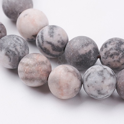 Natural Pink Zebra Jasper Beads Strands G-J376-46F-10mm-1