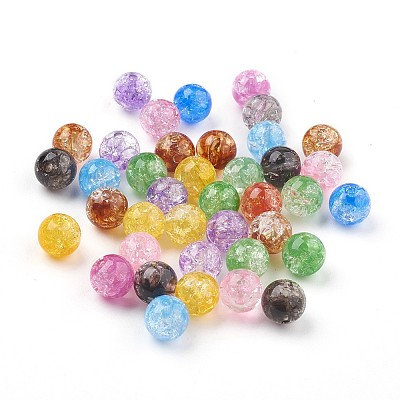 Transparent Crackle Acrylic Beads X-MACR-E025-24-10mm-1