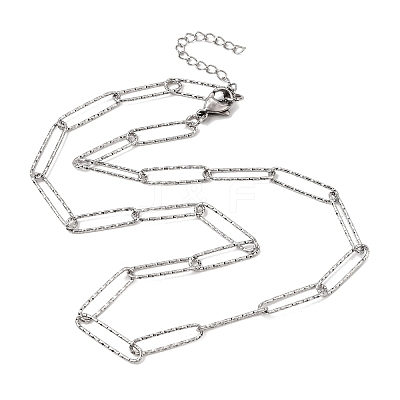 5MM 304 Stainless Steel Textured Paperclip Chain Necklaces for Women Men SA-CBA37BC-20P-1