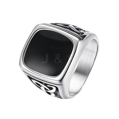 316 Stainless Steel Finger Ring with Enamel for Men PW-WG56139-16-1