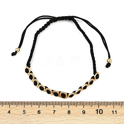 Square Brass Cotton Cord Adjustable Braided Bracelets BJEW-L568-05G-1