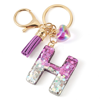 Alloy Resin Heart Keychains KEYC-TADJ0002-01G-H-1