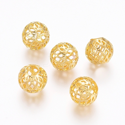 Rack Plating Brass Filigree Beads KK-D530-10G-1