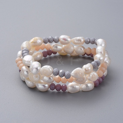 Natural Baroque Pearl Stretch Bracelets BJEW-JB05059-1