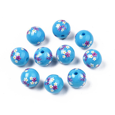 Opaque Printed Acrylic Beads MACR-T043-03F-1