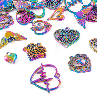 24Pcs 12 Style Rainbow Color Alloy Pendants FIND-TA0003-91-1