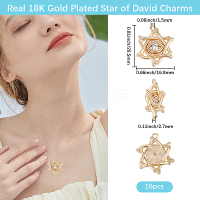 16Pcs Brass Micro Pave Clear Cubic Zirconia Pendants KK-BBC0017-23-1