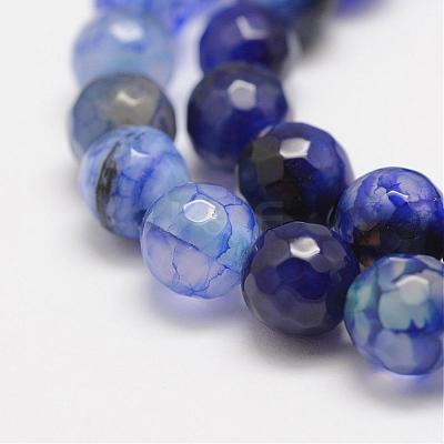 Faceted Natural Dragon Veins Agate Beads Strands G-F447-8mm-E01-1