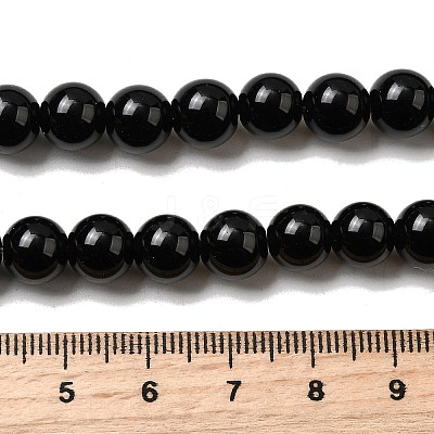 Natural Black Obsidian Beads Strands G-L632-A01-8mm-1