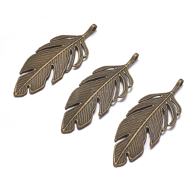 Tibetan Style Alloy Leaf Big Pendants LS-PALLOY-A15448-AB-1