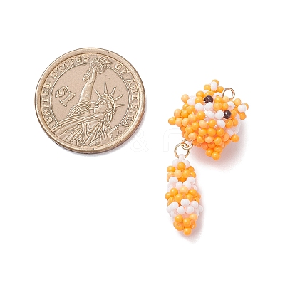 Glass Seed Beaded Cat Pendants PALLOY-MZ01020-02-1