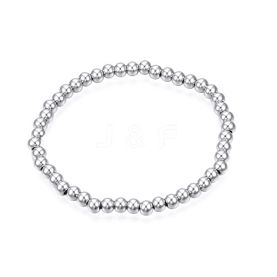Non-Tarnish 201 Stainless Steel Round Beaded Stretch Bracelet for Men Women BJEW-N017-163A-01-1