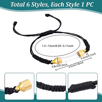 6Pcs 6 Styles Transparent Glass Vial Link Bracelets BJEW-PH01888-1